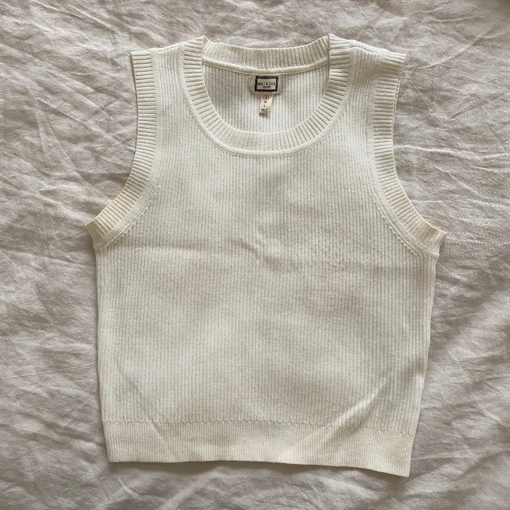 Mo:Vint Ribbed Crop Sleeveless Tank in Ivory